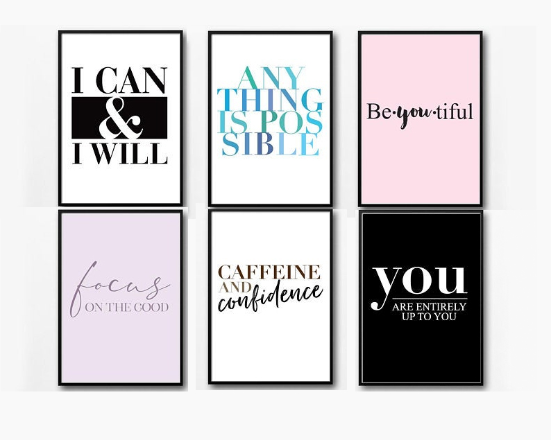 6 pc. Printable Affirmation Wall Art BUNDLE, Printable Quotes,  Inspirational Quotes, Digital Download, Motivation Quote, Downloadable  Prints