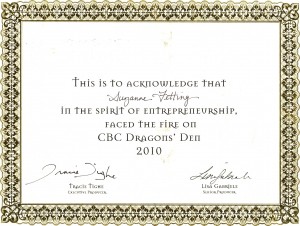 Dragons Den Certificate